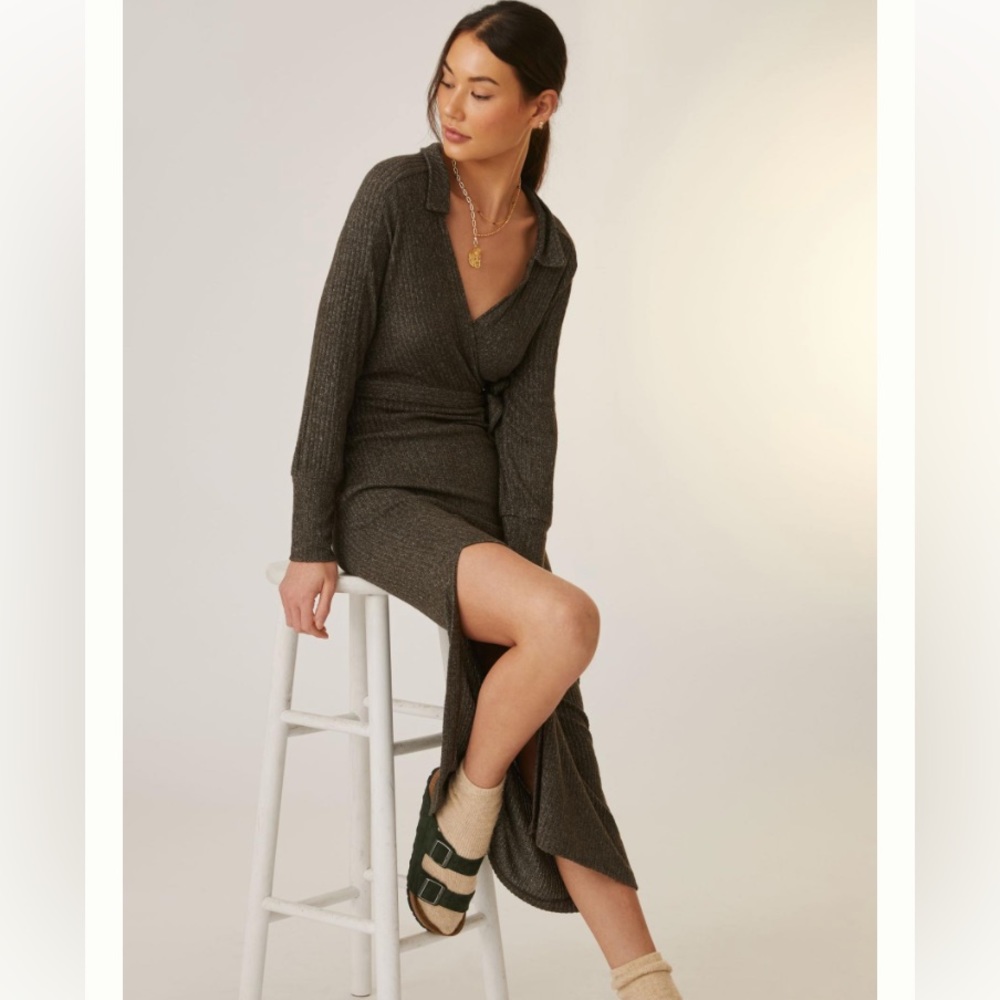 Anthropologie Olive Green Knit Maxi Dress